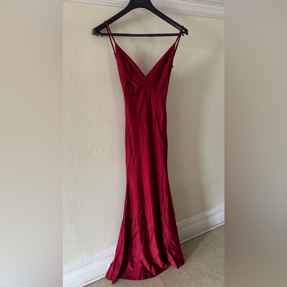 Fashion Nova Red Long Maxi Homecoming-Dress
